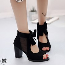 완판몰 리본 토오픈 부티힐 여성 구두