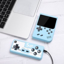 게임 콘솔 듀얼 시스템 콘솔 기계 콘솔 PC레트로 클래식 휴대용 게임 콘솔 패드 플레이어 800 개 내장, 400 blue Gamepad