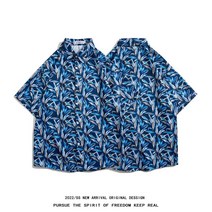 M-3XL 루즈한 캐주얼 만장일치 커플 비치 반팔 꽃무늬 셔츠 3022