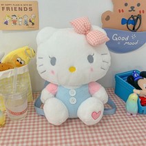 자이언트 산리오 헬로 키티 봉제 백팩 대형 인형 귀여운 고양이 가방 학교 생일 여아 파티 집들이 선물 33cm, Bule Hello Kitty Bag