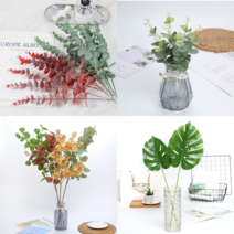 스노우 유칼립투스 조화 촬영소품 나무잎조화, 05-긴그린