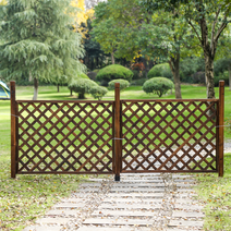 격자 무늬 원목 파티션 울타리 가림막 정원 펜스, 30x150cm