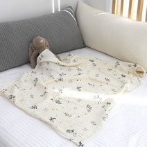 동광 스토리 Cotton 100% 3중 요루거즈 패턴 프린팅 블랭킷/낮잠이불, 레빗 스퀄 블랙
