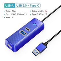 usb허브 c타입허브 호환 ORICO-USB 3.0 c형 허브 RJ45 1000Mbps 이더넷 Lan 어댑터 기가비트 네트워크 카드, 17 USB A 1m USB3.0 C BL