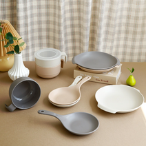 플라라 유튜브 입짧은햇님 문복희 앞접시 먹방 접시 복희 무드 손잡이 그릇 캠핑 나눔 쿠프, 04.원형접시 베이지