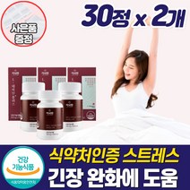 프리미엄 긴장완화제 엘 테아닌 수면 숙면 스트레스 케어 좋은 영양제 밤 잠 안올때 심신 마음 불안 수면 부족 안정 보조제 40대 50대 60대 건강 기능성 중년 여성 남성 추천, 테아닌영양제_2개_할인_사은품, 2개