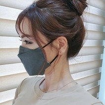 히요코 입체형 순면마스크 - 대형 차콜, 1개