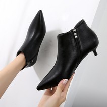 Makone 상표등록 스틸레토힐 여성부츠 봄 앵클부츠 남녀신발 20뉴타입 가을 부티 여자굽 하이힐 뾰족한 가죽 코디가잘되는 3cm굽이얕은부츠