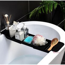 SPR_욕조트레이 거치대 반신욕 받침대 테이블 물막이 선반 책상 반식욕 욕실 독서대 욕조판_spr, SPR_육각타공길이조절 욕조트레이(화이트)
