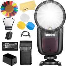 [GODOX 공인 대리점] Godox V1-C 라운드 헤드 카메라 플래시 Canon 용 76Ws 2.4G TTL1 8000 HSS 480 풀 파워 샷 1.5s 재활용 시간 - 한국어 설명서