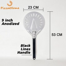 PizzAtHome 긴 핸들 7/ 8/ 9 인치 천공 피자 터닝 껍질 피자 삽 알루미늄 피자 소형 피자 도구, 9 inch 53 cm