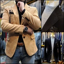Premium 남자 가을 겨울 코듀로이 골덴 콤비 자켓 2color