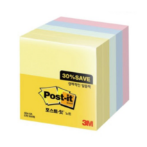 쓰리엠 알뜰팩 포스트잇 76 x 76 mm 654-5A 500p, 노랑 애플민트 크림블루 러블리핑크, 3개