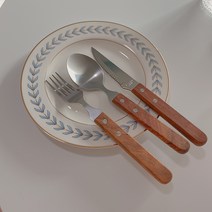 우드커트러리 빈티지 커트러리 한일 모조 나무자루 스텐 나이프와 포크 식기, 02 메인스푼