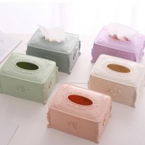 플라스틱 티슈 상자 케이스 홀더 꽃 모양 보관 컨테이너 테이블 장식, 한개옵션1, 02 Random Color