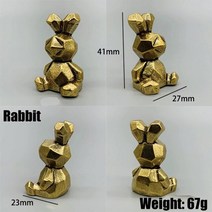 금토끼 미니 크리 에이 티브 황동 동물 동상 빈티지 미니어처 기하학 개구리 하마 홈, 토끼