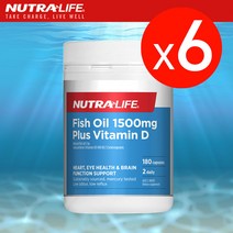 뉴트라라이프 피쉬오일 1500 비타민D 180캡슐 6개