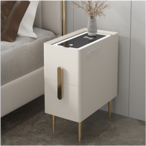 협탁 원목 럭셔리 수납 서랍 소파 침대 사이드 테이블, 흰색 25x40x50cm