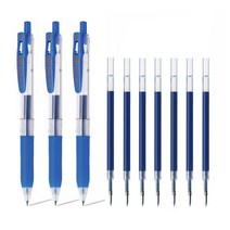 제브라 사라사클립 볼펜 0.3mm 1세트(볼펜 3P + 전용 리필심 7P), 1세트, 블루 0.3mm 볼펜 3개 + 리필심 7개