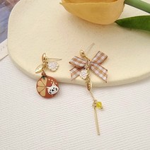 롱 우정 진주 목걸이 동물 고양이 달 스타 스터드 귀걸이 여성용 비대칭 토끼 나비 매듭 꽃 행성 소녀 파티 쥬얼리 선물