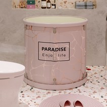 후끈뜨끈 간편설치 원터치 이동식 사우나 욕조 접이식 덮개제공, C.물결 Pink
