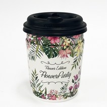 투고팩 플라워파티 종이컵 + 에어홀더 타공뚜껑 330ml 세트, 100개입, 5세트