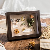 입체 중공 표본틀 A4diy 핸드메이드 워싱 사진틀 장식 나비곤충 점토 드라이 플라워, 맞춤형 크기 연락처 고객 서비스 (30*40cm 이내), 깊은 호두