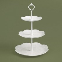 굿마켓 3단 디저트 트레이 라운드 디저트접시 케익트레이 3단케이크스탠드 디저트플레이트