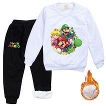 슈퍼마리오 주니어 캐릭터 겨울 방한 밍크기모 맨트맨티+바지 남아 여아 아동복세트 10색상 슈퍼마리오 캐릭터 마리오 게임굿즈 옷세트