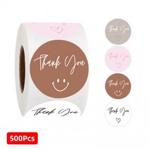 스마일 땡큐스티커 선물 포장 롤스티커 500PS KK120, 스티커(500PCS)_블랙