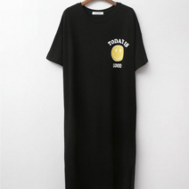 [세인트이브] 앞뒤 스마일 프린팅 반팔 박시 롱원피스