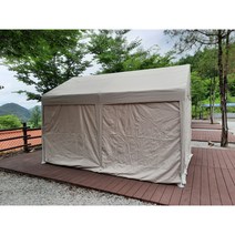 샵와이즈 캐노피천막 몽골텐트 가제보 풀세트 미니전구 동계 캠핑 야외 쉘터 창고 3x3 3x4 3x6 농막 옥상 테라스 감성 케노피 대형 그늘막 방수 바베큐 포차 조립식 차고 글램핑, 옆천C형 + 미니전구