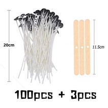 캔들심지 양초 나무 세트 100 + 3 개/대 원래 면화 캔들 위크 무연 꼰 코튼 윅 나무 고정 브래킷 DIY 촛불, 08 20