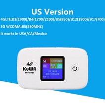KuWfi 모바일 와이파이 라우터 Sim 카드와 150Mbps 4G 핫스팟 2400mAH 배터리 고속 인터넷 휴대용 LTE 한국, 04 White-US