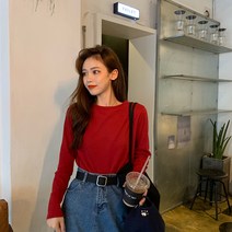 긴팔 이너셔츠 작은 키 150CM 이너티셔츠 여성 봄가을 롱슬리브티 상의 가을옷 코디 1015497221