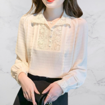 봄 벌룬 소매 레이스 레깅스 블라우스 여 초선 기질 블라우스 상의 셔츠