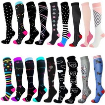 압축 양말 남성여성용 블랙 스타 하트 모양 동물 골프 튜브 야외 러닝용 미끄럼 방지 긴 튜브 양말 남성 여행용, [2] LXL, [56] WYS01129