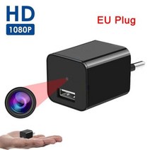 미니 플러그 카메라 1080P HD USB 충전기 무선 휴대용 감시 보안 비디오 레코더 다이나믹 앱 원격 모니터 비디오캠, EU Plug not wifi+with 64GB car