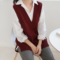 데일리앤 빈터롱 브이넥 루즈핏 니트 조끼