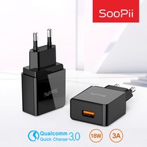 QC3.0 퀵차지 콘센트 usb 18W 3A 고속 충전기, 블랙