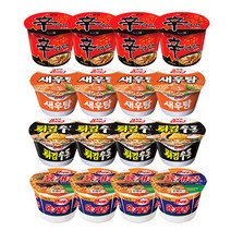 농심 큰컵4종 (신라면4입+새우탕4입+튀김우동4입+육개장큰사발4입) 총16입, 1세트