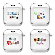 9C9C 피스 오브 스펠링 투명 에어팟 하드케이스 레드하트, 블랙샌드, 옵션선택