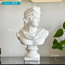 석고 예술작품 인테리어 동상 스케치 31cm 34cm 모형조각 장식품 두상 석고상, D