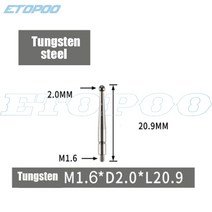 측량 용접다이얼 테스트 표시기의 접촉점 루비 팁 2mm 볼 직경 18mm 길이 M2.0 나사 측정 분석 계측기 게이, 02 M1.6xL20.9 W