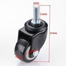 4pcs 가구 캐스터 헤비 듀티 180kg 1.5 인치 m8 나사 40mm 의자 소파 회전 캐스터 고무 바퀴 트롤리 브레이크, 브레이크 없는 m8