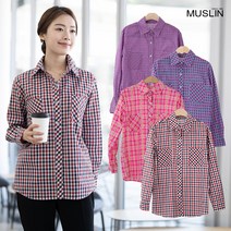 엄마옷 모슬린 면 카라 체크 남방 NB203190마담 미시옷 50대 중년여성의류 60대 엄마옷 빅사이즈 할머니옷 여성옷 여름