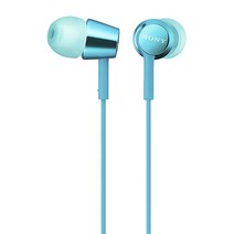 소니 베이스 마이크 장착 커널형 유선 이어폰, 라이트 블루, MDR-EX155AP