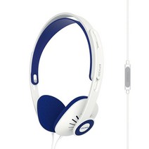 Koss 온이어 헤드폰 인라인 마이크 3.5mm 플러그 유선 베이지 KPH30iRB, White/Blue