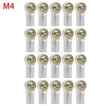 키덜트 금속 M3 M4 링크 타이로드 엔드 볼 조인트 충격 흡수기 1/10 RC 자동차 크롤러 축 SCX10 타미야 CC01 YK4102 용, M4 Sliver 20PCS