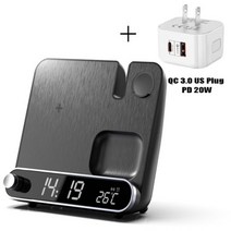 Qi 고속 도킹 스테이션 무선 기 기본 호환아이폰 14 13 12 11 미니 프로 맥스 아이워치 에어팟 3 인 1, TM1-BK-US(C)